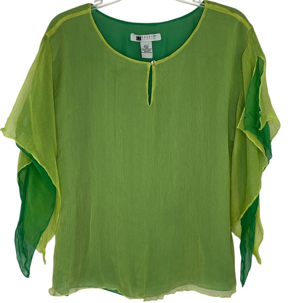 Carole Little Silk Blouse Lined Witchy Core Whimsical Blouse Size Small